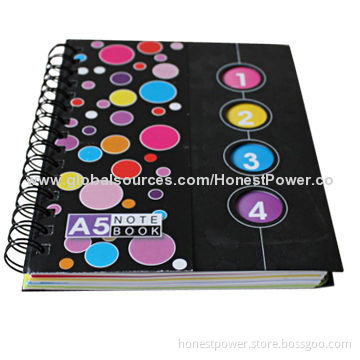 Notebook with Gluing Binding, Pocket Cover, Different Sizes and Designs Available